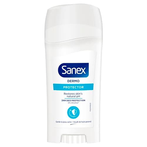 Déodorant Stick Sanex dermo Protector - Fraîcheur 24H, Anti-Odeurs, Testé dermatologiquement, Restaure le PH Naturel de la Peau - Stick 65 ml