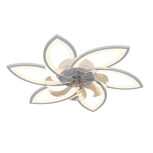 WDENI Ventilateur De Plafond Avec Lampe, Ventilateur De Plafond À Led Flower Shape Bedroom Plafonnier Télécommande Dimming Timing 6 Wind Speed Ventilateur De Salon Plafonnier 66w