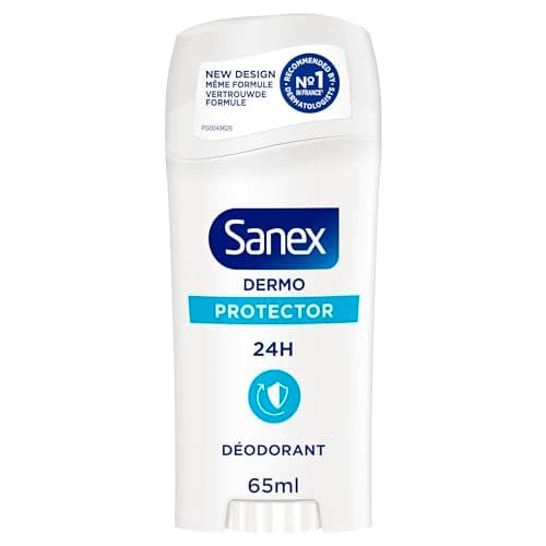 Déodorant Stick Sanex dermo Protector - Fraîcheur 24H, Anti-Odeurs, Testé dermatologiquement, Restaure le PH Naturel de la Peau - Stick 65 ml