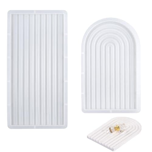 Pont arc-en-ciel Moule plat ovale en Silicone Paquet de 2 Moule Plateau En Résine Silicone forme Irrégulière DIY Moule Resine epoxy Plateau Convient aux petits Ornements