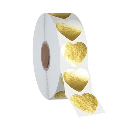 500 PCS Autocollants en forme de cœur doré, Autocollants métalliques dorés autoadhésifs imperméables et réfléchissants, Étiquettes décoratives d'amour pour les fournitures de la Saint-Valentin