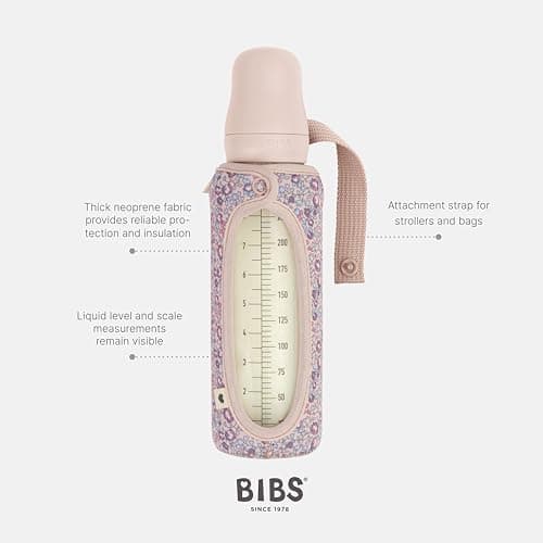 BIBS x LIBERTY Housse de protection pour biberon Grand modèle 225 ml – Housse de protection en néoprène pour biberons Bibs – Design imprimé Liberty, Large, Eloise Blush