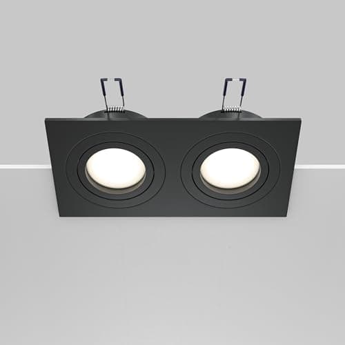 MAYTONI, Plafonnier 2 Spot, Atom, Moderne, luminaire, En aluminium couleur noir, dimmable, encastrable, réglable à 25° 2 X GU10 (50W) non incl. 230V