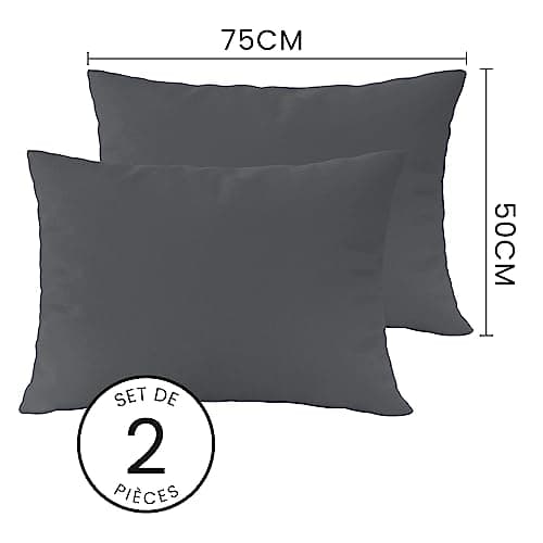 MOHAP Lot de 2- Taies d'oreiller Gris 50x70cm Housse d'oreiller avec Une Fermeture Eclair en Microfibre