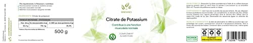 Benessence - Citrate Potassium en poudre soluble - Intégrateur Alimentaire - 250 jours d'intégration - 500 gr