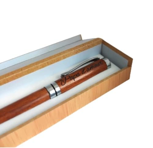Stylo en bois luxe personnalisé + coffret cadeau en bois gravé/cadeau personnalisable original
