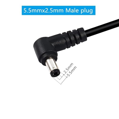 GINTOOYUN 2-Pack 90 degrés DC câble de queue d'alimentation, angle droit DC 5,5 mm x 2,5 mm mâle plug à fil nu cordon de réparation ouvert de remplacement d'alimentation pour moniteur,3ft 1m(DC5525)