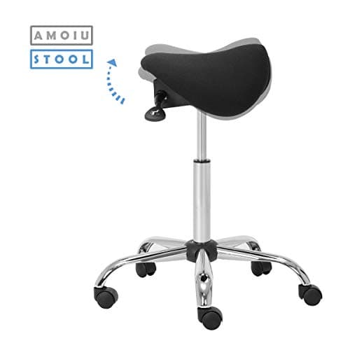 AMOIU Tabouret Reglable Ergonomique Tabouret de Bureau à roulettes Tabouret Assis Debout Hauteur réglable