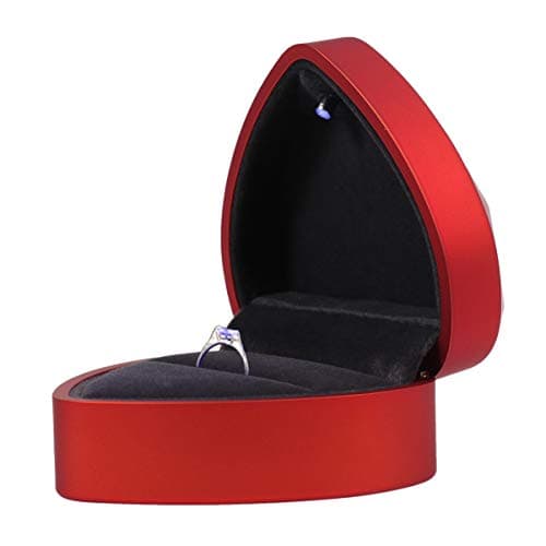 BESPORTBLE Boîte à bagues en bois à LED en forme de cœur - Pour anniversaire de mariage, Saint Valentin (rouge)