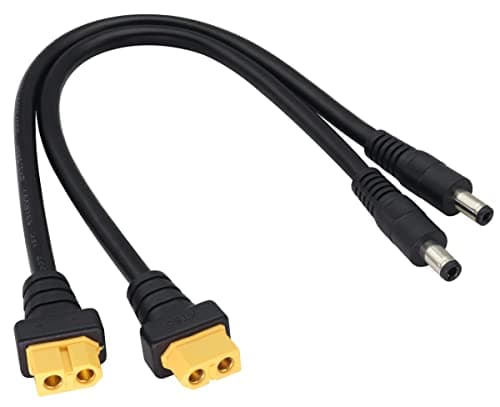 Câble DC 5,5×2,5mm vers XT60 Connecteur Femelle XT60 Bullet vers DC 5,5×2,5mm Câble D'alimentation Mâle pour fer à Souder TS100,Alimentation D'affichage FPV,Drone(DC 2.5mm-M/30cm-2Pack)