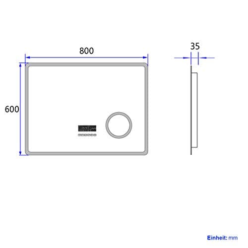 Heilmetz Miroir Salle de Bain 80 x 60 cm, Miroir Salle de Bain avec eclairage, Interrupteur Tactile, Anti-buée, Horloge, Bluetooth, Miroir LED avec Loupe 3X, Fonction Mémoire, IP44