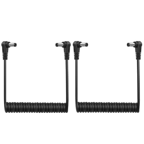 GINTOOYUN DC 5.5mm X 2.1mm 90 degrés mâle à mâle câble dc5521 Angle Droit Bobine Adaptateur d'alimentation rallonge pour CCTV Surveillance, caméras de sécurité,etc (Pack de 2)