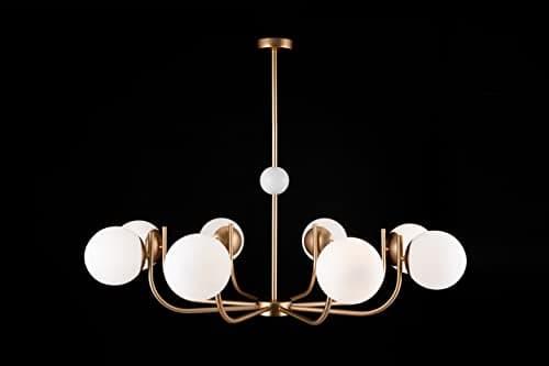 Lustre Blanc style Moderne 8 bras en métal couleur bronze 8 branches, plafonniers en verre, grand, pour le salon excl. 8x E14 40W 230V IP20