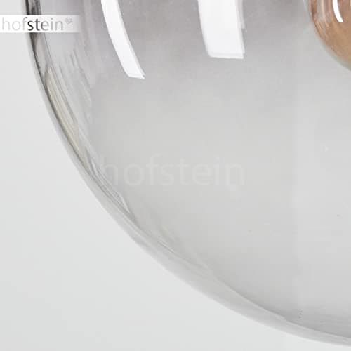 Suspension Degevos, plafonnier à 5 flammes en métal/verre chromé/fumé, suspension moderne avec boules en verre véritable, hauteur max. 120 cm, E27, sans ampoules