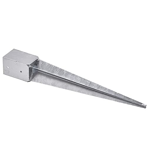 TRIBECCO Support de poteau à enfoncer - 101 x 101 mm - Longueur : 900 mm - Galvanisé à chaud - Douille à enfoncer pour poteaux en bois carré - Ancrage au sol - Poteau de portail - Séchoir à linge