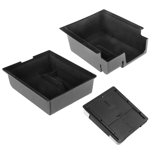 QWORK® 3 Pièces Plateau Organisateurs pour Console Centrale, floquée Boîte de Rangement de Console Centrale, Boîte de Rangement à Tiroir Caché, Compatible avec Tesla Model 3 Model Y