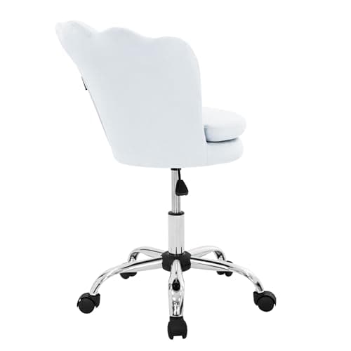ML-Design Chaise de Bureau en Velours, Bleu Clair, Design Coquillage, Fauteuil Rembourrée, Dossier Ergonomique, Réglable en Hauteur, Pivotante avec 5 roulettes, Siège de Travail pour Salon, Chambre