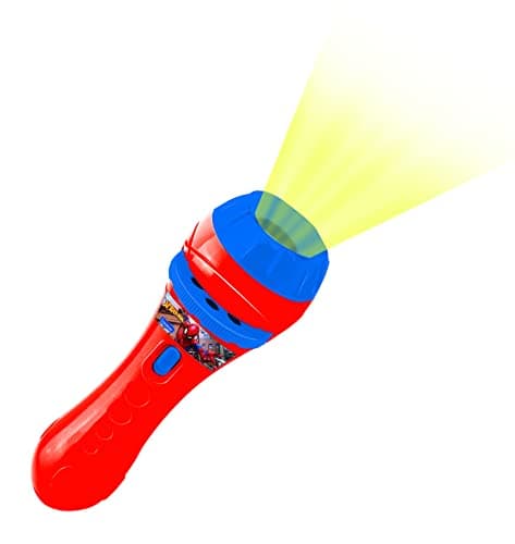Lexibook, Lampe Torche et projecteur Spider-Man avec 3 disques, 24 Images, créez vos propres histoires, LTC050SP, 3+ ans, Bleu,rouge