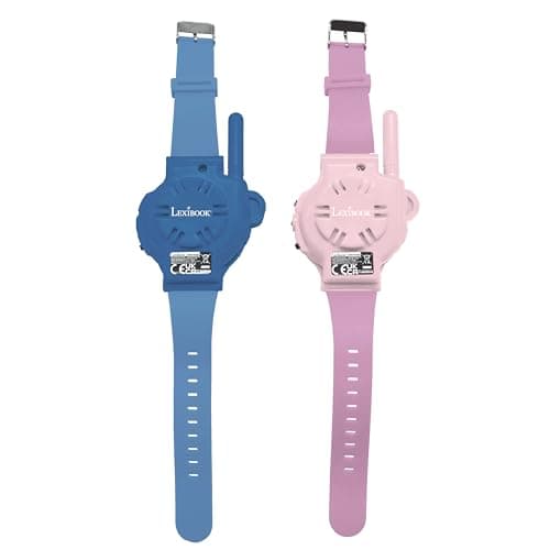 Lexibook, Disney Stitch, Montres Talkie-Walkies, 2 pièces, Portée jusqu'à 200m, Lampe de Poche, Boussole, Rechargeable, Bleu et Rose, DMWTW1D