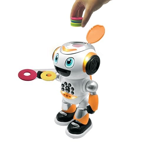 Lexibook, Powerman® Advance, Robot télécommandé, jouet interactif et éducatif pour enfants, marche, danse, joue de la musique, raconte des histoires, quiz éducatifs, programmable STEM, Orange, ROB29FR