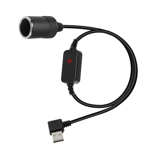 GELRHONR Câble adaptateur usb vers allume-cigare, prise usb a 5v 90 degrés vers prise allume-cigare de voiture 12v convertisseur femelle pour GPS, Dash cam, Electronic Dog (70cm/2.3Ft)