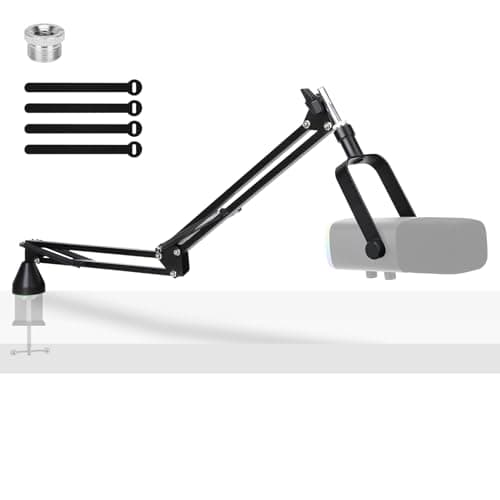 YOUSHARES Bras Micro, Bras de Micro à Profil Bas, Support Micro Low Profile Réglable pour Blue Yeti Fifine AM8 k658 Razer Seiren Mini HyperX Rode, Perche de Micro à Profil Bas pour Gaming, Streaming