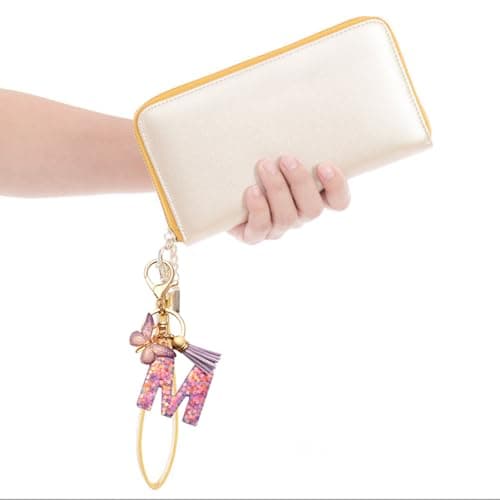 CHUQING Porte-clés pour fille - Pendentif en forme de papillon - Avec initiales - Cadeau pour femme, Lilas D, S