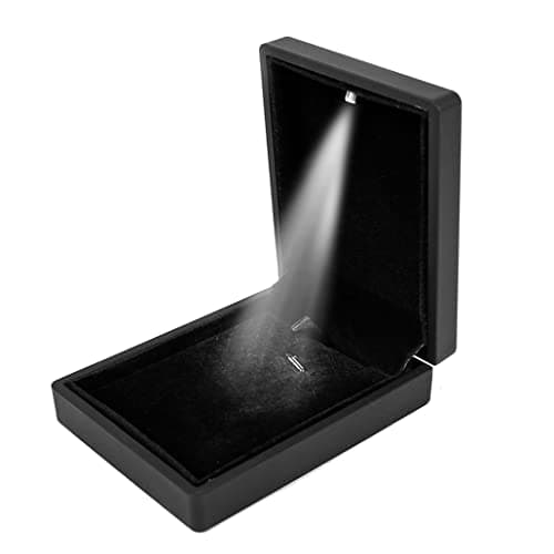 iSuperb LED Collier Bijoux Boîte Proposition Bague de fiançailles Étui organisateur de cadeaux Pour l'engagement/mariage 9x7x3.2cm (B)