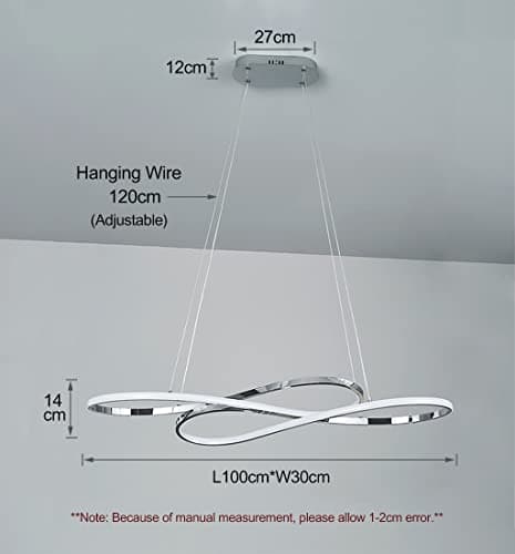 Suspension LED Lampe à Suspension Table à Manger Luminaire à Suspension en Aluminium Dimmable avec Télécommandée,Lustre Réglable en Hauteur, Éclairage pour bureau,salle à manger,restaurant,cuisine