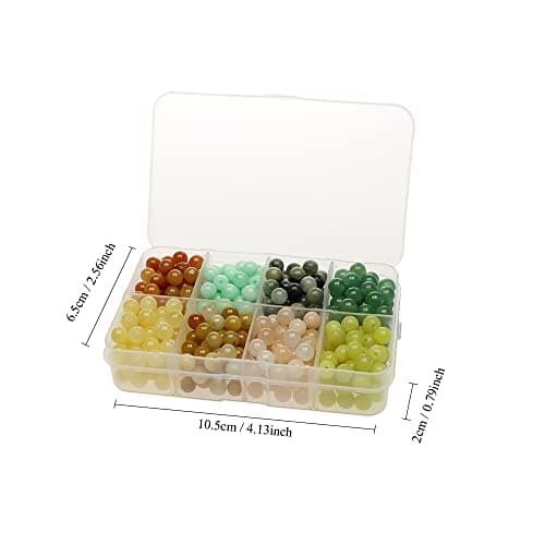 MJDCB 400pcs 6mm Pierre Perles Kit Rondes En Vrac Pierres Semi Précieuses Aventurine et Perles de Jade pour Bracelet Collier Fabrication de Bijoux Multicolore 006