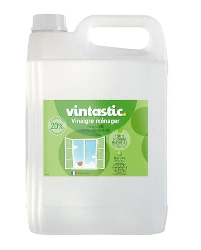 Vinaigre Blanc Ménager Nature 20 ° - 100% Naturel - Sans Parfum ou Arôme - Production Française (1 Bidon de 5 Litres)