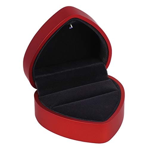 BESPORTBLE Boîte à bagues en bois à LED en forme de cœur - Pour anniversaire de mariage, Saint Valentin (rouge)