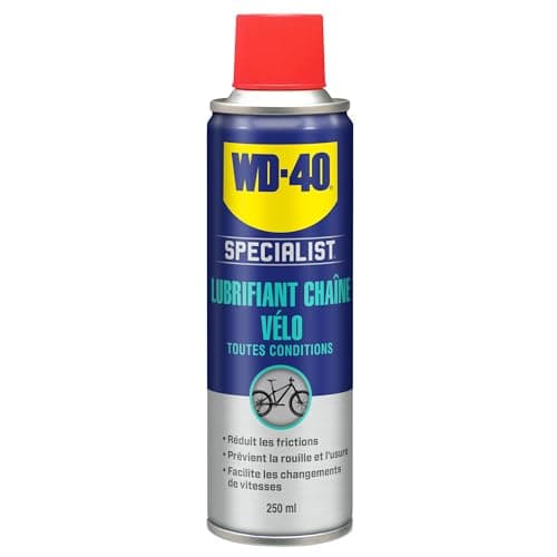 WD-40 SPECIALIST • Lubrifiant Chaîne Vélo Toutes Conditions • Aérosol • Formule au PTFE pour empêcher l'adhérence des saletés • Protection anticorrosion • Réduit les points de friction • 250 ML