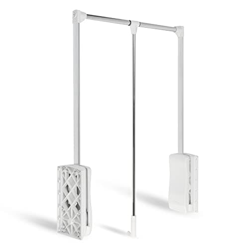 DOJA Barcelona | Penderie Escamotable | Portant a Vetement Blanc | Largeur 875*1200mm | H 875mm | Charge 8 kg | Barre de Penderie Acier, Plastique | pour Armoire de Rangement, Dressing Chambre Adulte