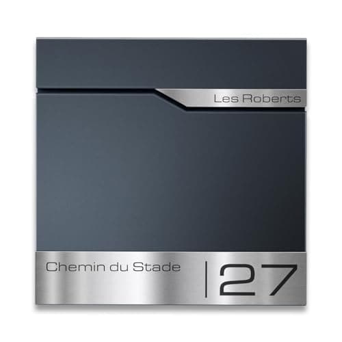 Metzler Boîte aux Lettres Murale avec Porte-nom, Design Moderne avec Compartiment à journaux Anthracite RAL 7016, Personnalisable avec Plaque Nominative en Acier Inoxydable V2A | Modèle Siebert...