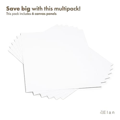 Elan Panneau de Toile 50x60, 100% Coton 6-Pack de Canvas Toile Peinture, Toile à Peindre, Panneau Toile Peinture, Tableau Peinture, Tableau Toile a Peindre Coton, Tableau a Peindre, Carton Entoilé