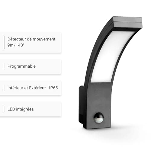 SEBSON LED Luminaire Exterieur avec Detecteur de Mouvement 9m/140° - Eclairage Exterieur Anthracite 15W 1000lm 5800K - IP65 Applique Murale