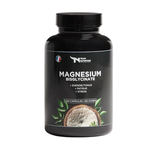 Magnésium Bisglycinate + Taurine & Vitamine B6 - Haute Absorption 320 mg - Anti-Stress, + Sommeil, Fatigue - Santé Os, Muscles, Système Nerveux - 120 Gélules Vegan Marque Française - Team Nutrition