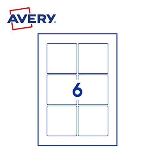 Avery Étiquettes Autocollantes Carrées 60 Pcs Polyester Blanc 80x80 mm Imprimables Laser et Copieur