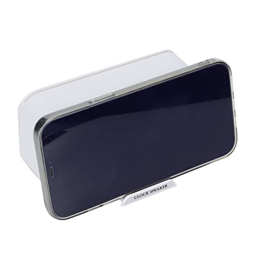 Radio-réveil avec Haut-parleurs Bluetooth pour Bureau de Chambre, Haut-Parleur de Réveil Numérique Portable avec Affichage à LED, Température du Calendrier, Luminosité Réglable(Blanche)