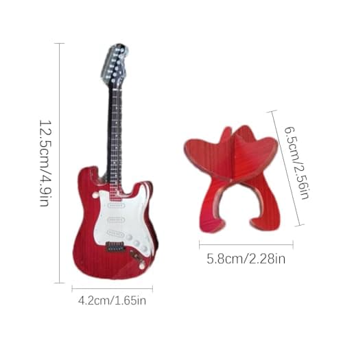 Idezek Figurine de guitare électrique, modèle de guitare électrique miniature - Modèle miniature en acrylique avec support - Figurine de table pour la maison, décor d'instruments de musique, modèle de