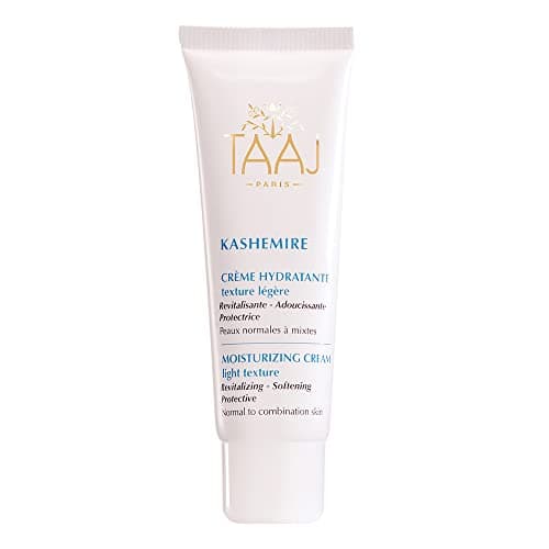 TAAJ | Crème Hydratante Texture Légère - KASHEMIRE | Revitalise, Hydrate, Protège & Adoucit la peau | Peau Douce, Souple & Fraiche | Vitamine A, E et minéraux | Vegan | Aloe Vera | 50 ml