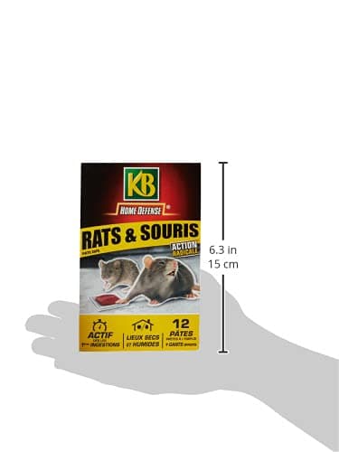KB HOME DEFENSE RSOUPAT - Pâtes Anti-Rats et Souris 120 g - Action radicale - Actif dès la 1ère ingestion- Spécial lieux secs et humides -12 sachetsx10g pour emploi- jusqu'à 4 stations d'appâtage