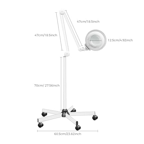 Lampe loupe en verre avec pied - Lampe loupe LED - Bras pivotant - Avec éclairage - 5 dioptries
