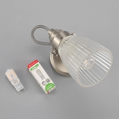 Lindby Applique Murale Kara à intensité variable (Moderne) en Gris Verre e. a. pour Salle de bain (1 lampe,à G9), Luminaire salle bain, Lampe WC