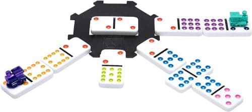 MEXICAN TRAIN DOMINOES - Jeu de Dominos pour Enfants dès 6 Ans - Jeu de Société Stratégique avec Dominos Colorés - Tous à Bord du Train Mexicain - Pour Jouer en Famille et entre Amis - 1 à 8 Joueurs