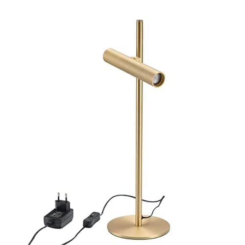 LUUK LIFESTYLE Lampe de lecture LED, lampe de chevet, lampe de bureau, lampe de bureau, contrôle tactile, design nordique scandinave, style épuré, aspect esthétique, fonctionnement intuitif, or mat