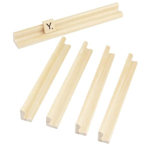 Abbdbd Paquet De 5 Supports De Dominos en Bois Plateaux De Support De Tuiles Professionnels Supports De Jeu pour Tuiles De Mots, Train Mexicain, Jeux De Pied De Poulet Mahjong