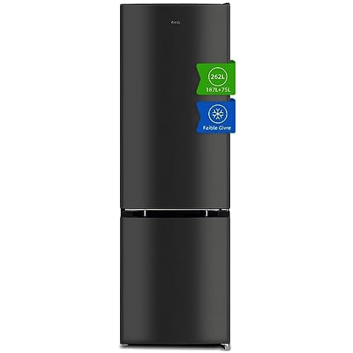 CHIQ Réfrigérateur congélateur bas FBM260L 262L (187+75), Low frost, Acier inoxydable, Portes réversibles, 39 db, 12 ans de garantie sur le compresseur