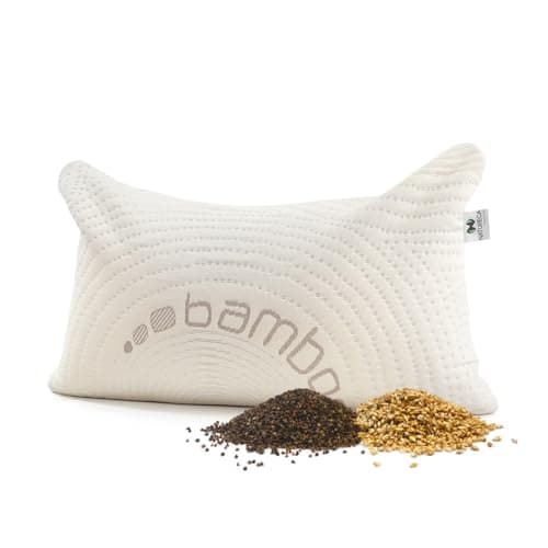 NATURECA Oreiller Sarrasin Bio et Balle d’épeautre, Oreiller Ergonomique Cervical - taie Oreiller 40x60, Oreiller orthopédique Anti Douleur, Oreiller Ferme de Taie Bambou